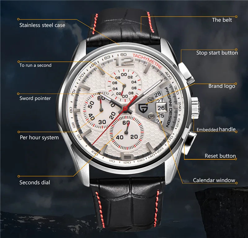 PAGANI DESIGN Cronógrafo Reloj para hombre.