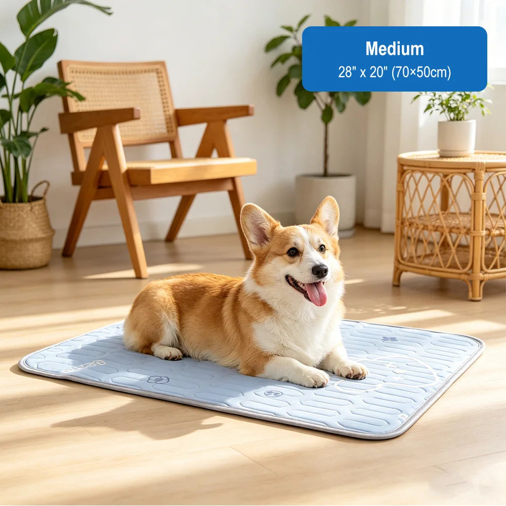 Manta Refrescante para Mascotas | Cama Fría de Seda Helada para Perros y Gatos | 3 Tallas