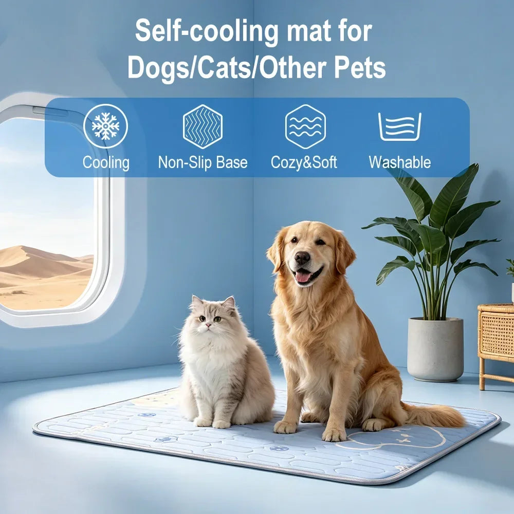 Manta Refrescante para Mascotas | Cama Fría de Seda Helada para Perros y Gatos | 3 Tallas
