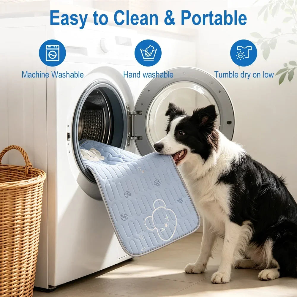 Manta Refrescante para Mascotas | Cama Fría de Seda Helada para Perros y Gatos | 3 Tallas